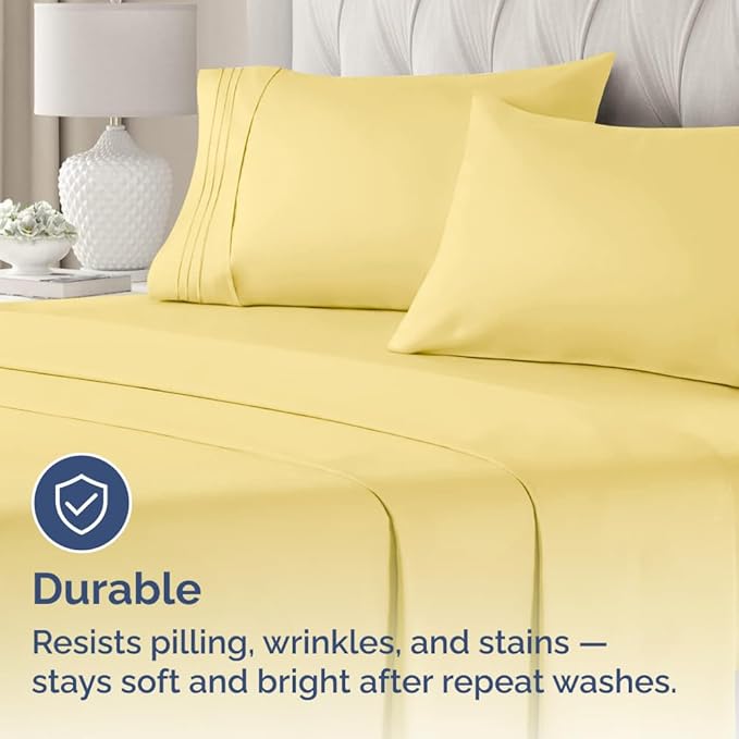 Standard Pillow Cases Set of 2 - Ultra-Soft Hotel Quality Pillowcase Covers - Comfy & Wrinkle Free - Stain and Fade Resistant - Machine Washable Pillow Protectors - 2 Piece Set - Standard Yellow