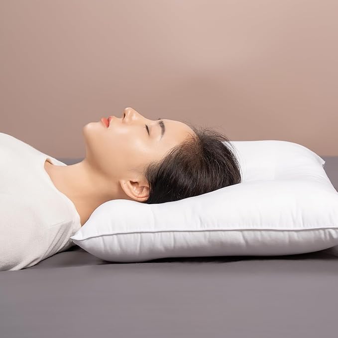 Pozino Flat Thin Pillows for Sleeping - 2 Pack Queen Size Slim Bed Pillows for Side Back Stomach Sleepers,2.5 inch Height Ultra Low Pillows,Down Alternative Filling