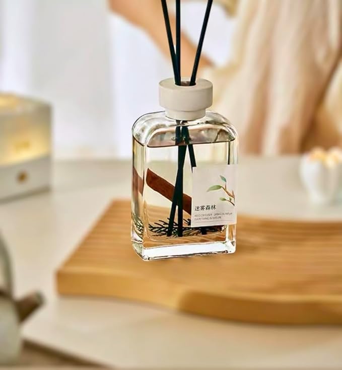 Luxury Reed Diffuser – Premium Essential Oil Diffuser for Home, Long-Lasting Asian Aroma, Elegant Aromatherapy Room Fragrance 6.8 fl oz (200 ml) (Misty Forest)