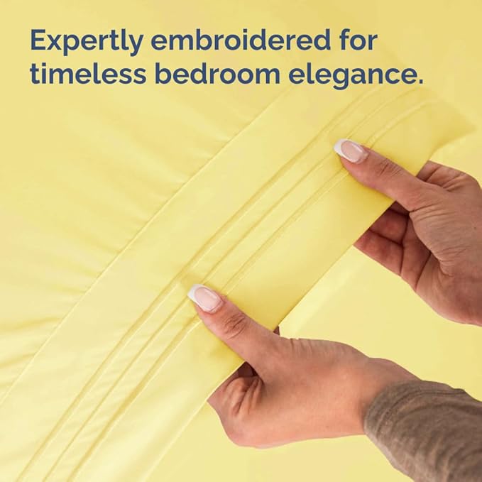 King Standard Pillow Cases Set of 4 - Soft Hotel Quality Pillowcase Covers - Comfy Bedding for Women, Men, Kids & Teens - Machine Washable Pillow Protectors - 4 Piece Set - King Standard Size Yellow