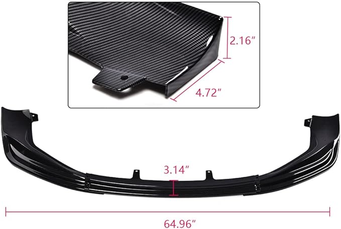 SCITOO Front Lip Spoiler Fits for 2014-2016 for Lexus IS250 IS350 F-Sport PP Glossy Carbon Look Front Bumper Lip