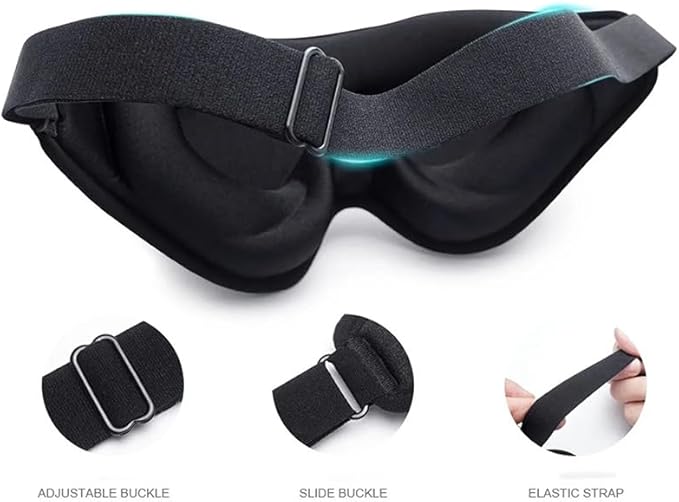 Sleep Mask, Joybear 3D Eye Mask for Sleeping, 100% Light Blocking Sleep Mask for Men Women, Zero Eye Pressure Night Blindfold with Adjustable Strap, Soft Eye Shade Cover for Travel, Black