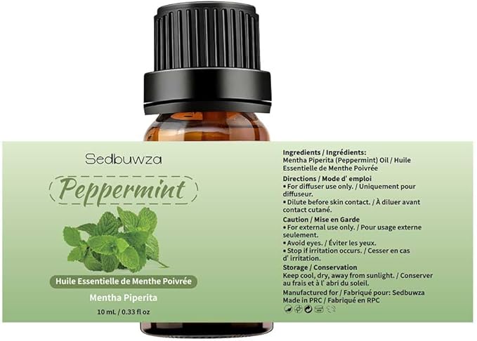 Sedbuwza Peppermint Eucalyptus Essential Oil Set, Peppermint Fragrance Oil Eucalyptus Scent Oil Set for Diffuser, Aromatherapy, Massage, Soap, Candle Making 2 x 10 ml