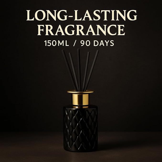 Aurora Mist Reed Diffuser Set, 150ml Luxury Black Glass Bottle with Sticks, Long Lasting Home Fragrance for Bedroom, Living Room, Office, Spa – Elegant Gift for Women & Men