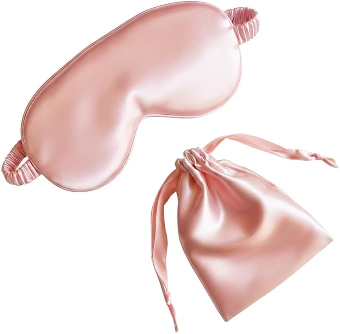 Silk Eye Mask for Sleeping - Satin Eye Cover with Silk Storage Bag Pink