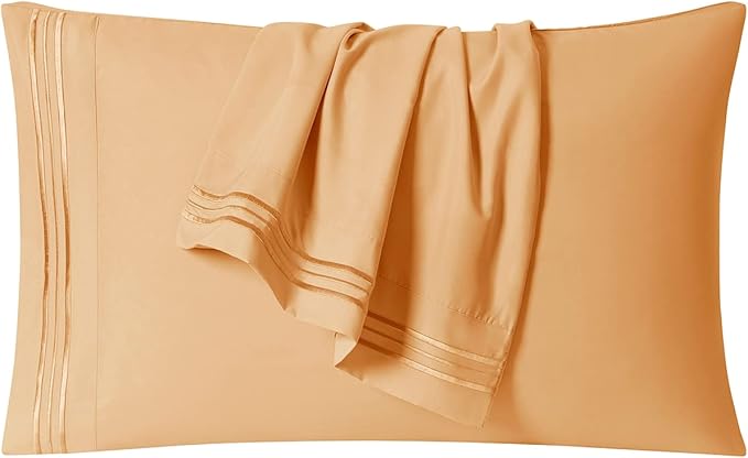 Clara Clark Bed Sheets, Premier 1800 Series 4 Piece Bed Sheet Set, Deep Pocket, Wrinkle, Fade, Stain Resistant, Luxury Soft Bedding Sheets & Pillowcases, Queen, Apricot Orange