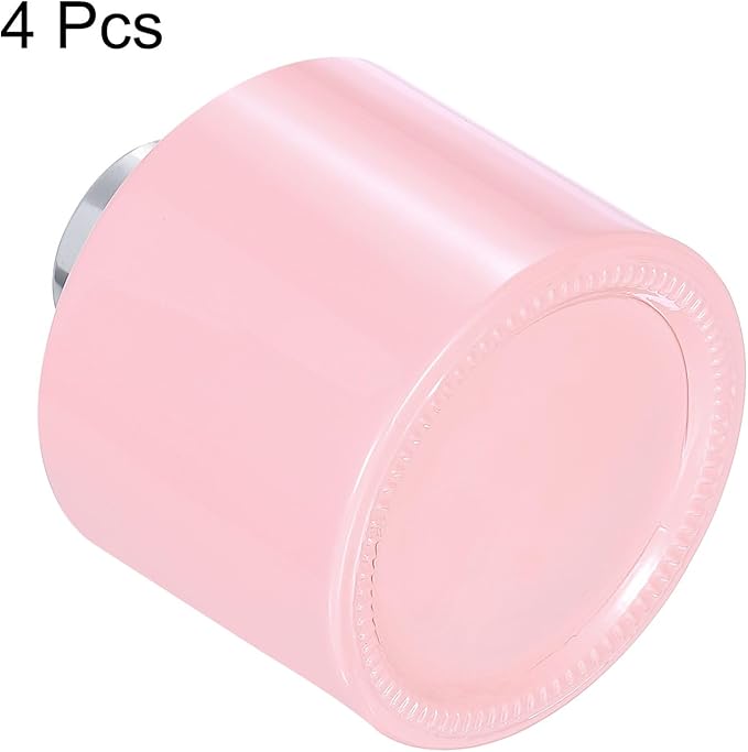 HARFINGTON 4pcs Empty Glass Diffuser Bottle 140ml/4.7oz Refillable Fragrance Accessories Aromatherapy Jar Container for Replacement Reed Diffuser DIY Home Bathroom Pink with Silver Tone Cap