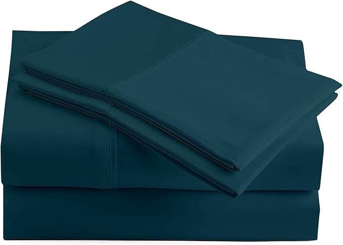 Cal-King 4 Pc Sheet Set 600 TC Sheets Cal-King Size Cotton Sheets for Cal-King Size Bed Sateen Long Staple Deep Pockets Flat Fitted Pillow Case Better Than Percale Hotel Quality Teal