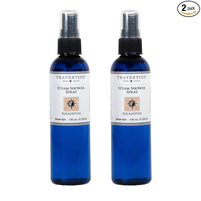 Travertine Spa, Steam Shower Spray, 4oz (2 Pack)