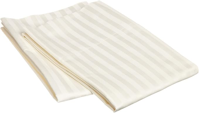 European Square Pillow Shams -Hotel Quality European 24" x 24" Euro Pillow Shams Set of 2,100% Cotton Cushion Cover Gorgeous Euro Size Decorative Pillow CoversIvory Stripe