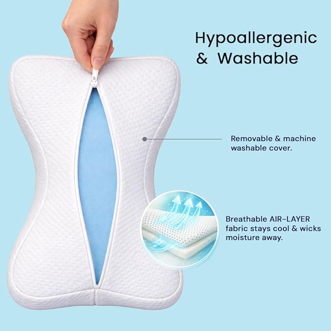 Contour Original Hourglass Knee Pillow for Side Sleepers with Adjustable Strap - Memory Foam Leg Support Cushion Between Knees for Hip & Spine Alignment - Ergonomic Leg Pillow for Side Sleeping