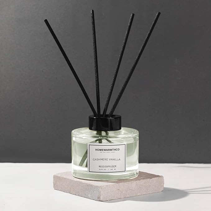Cashmere Vanilla Reed Diffuser Set - Luxury Fragrance Reed Diffusers for Home. Office, Bathroom, Kitchen and Home Decor - Long-Lasting Scent with Non-Toxic Oils (5.63 oz, 160ml)