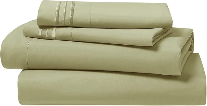 Clara Clark 1800 Premier Series 4pc Bed Sheet Set - King, Sage Olive Green