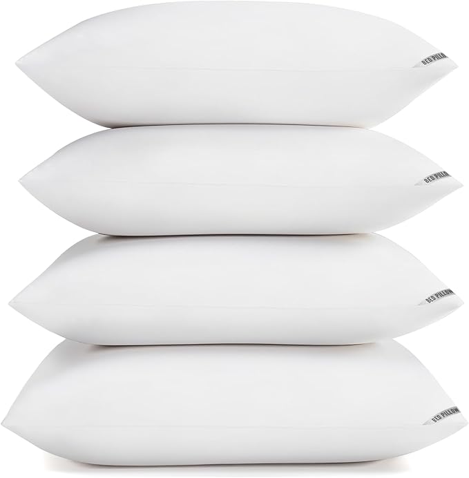 Piwaal Bed Pillows King Size 4-Pack - Down Alternative Plush Fill for Back, Stomach & Side Sleepers - Breathable & Supportive Hotel Style Pillows