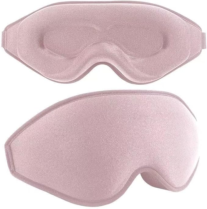 3D Sleep Eye mask -Luxury Sleep Eye Mask for Side Sleeper Men Women, Zero Eye Pressure 3D Sleeping Mask, Light Blocking Design Night Blindfold, Soft Eye Shade Cover for Travel (Pink)