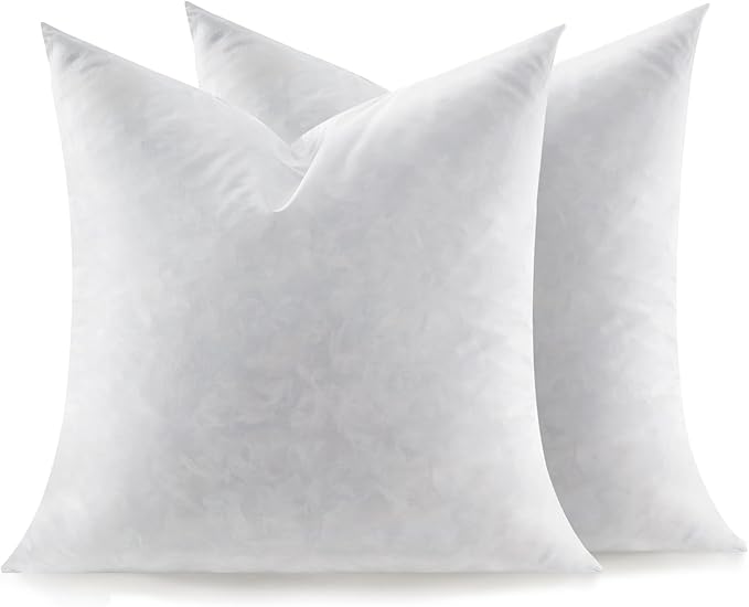 Euro Pillow Inserts Set of 2, Soft Fluffy Square 26 x 26 Inches Decorative Pillow Insert, Feather and Down Filled Throw Pillows
