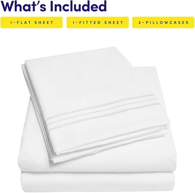 1500 Supreme Collection California King Sheet Sets White - Luxury Hotel Bed Sheets and Pillowcase Set for California King Mattress - Extra Soft, Elastic Corner Straps, Deep Pocket Sheets White