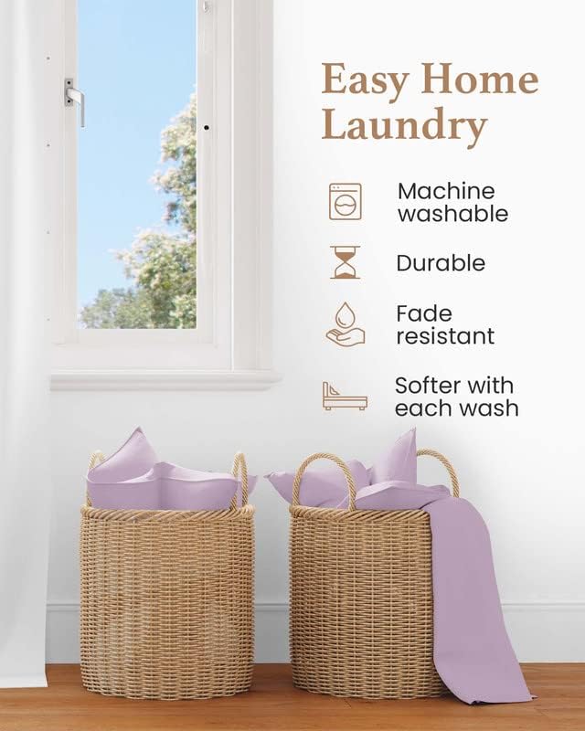 1000 TC Lavender Standard Pillowcases Set of 2 100% Egyptian Cotton Pillow Cases with Long Staple Cotton & Sateen Weave, Silky Soft Hotel - Like Bed Pillow Covers for Comfy Sleeping, Snug Fit