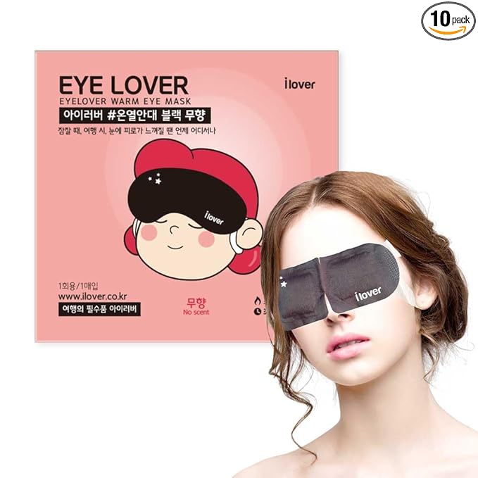 I LOVER Eye Mask for Sleeping (No Scent) Warm Steam 10(EA), Traveling, Relaxing and Tiredness Instantly Warm Helps Eye injuries, relieves dry eyes.
