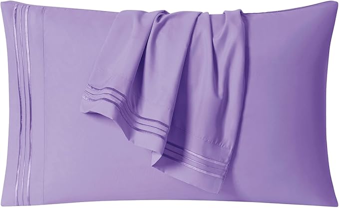Clara Clark Bed Sheets, Premier 1800 Series 4 Piece Bed Sheet Set, Deep Pocket, Wrinkle, Fade, Stain Resistant, Luxury Soft Bedding Sheets & Pillowcases, Twin, Lavender