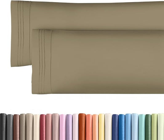 Body Pillowcases Set of 2-20x54 Long Body Pillow Case - Soft Body Pillow Cover for Sleeping & Side Sleepers - Comfy, Wrinkle & Fade Free - Machine Washable w/Envelope Enclosure Khaki