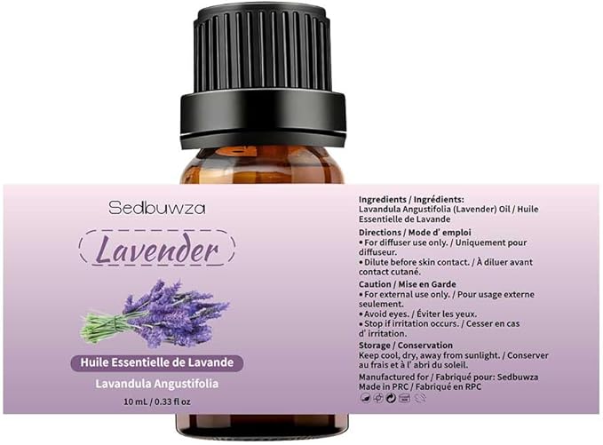 Sedbuwza Lavender Essential Oil, Pure Organic Lavender Fragrance Oil for Diffuser, Humidifier, Soap, Candle, Perfume
