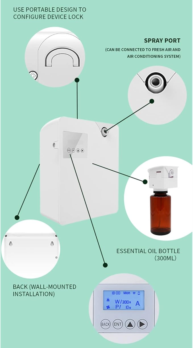 Smart WiFi Essential Oil Diffuser,300ml Square Aroma (Coverage: 300-400m³), Timing+smart Control,Quiet Air Humidifier,for Hotel/Home/Office
