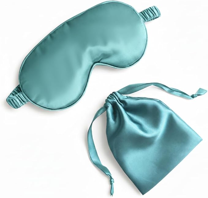 Silk Eye Mask for Sleeping - Satin Eye Cover with Silk Storage Bag Green