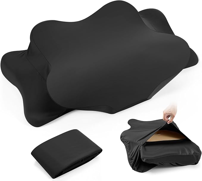 Hahafelt Cooling Cervical Pillowcase Cover with Envelope Closure (Only Pillow Case) Ergonomic Neck Pillowcase Smooth Soft Cool Pillow Cover for Side Back Stomach Sleepers(Black,Standard Size)