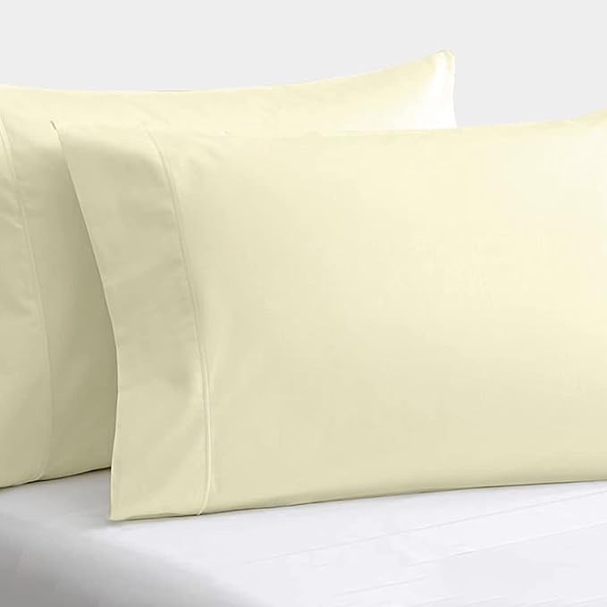 Set of 2 Pillow Cases 600 Thread Count 100% Egyptian Cotton Long Staple Pillowcase, Durable and Silky Soft Pillow Covers, Natural Luxurious Hotel Class Bedding (King, Ivory)