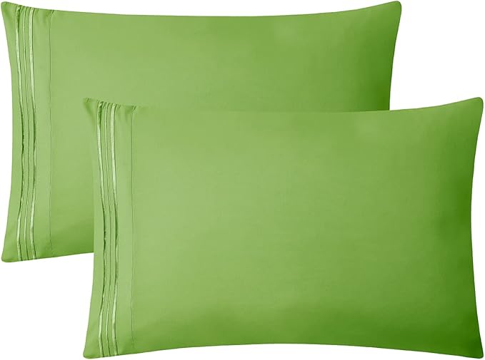 Clara Clark Bed Sheets, Premier 1800 Series 4 Piece Bed Sheet Set, Deep Pocket, Wrinkle, Fade, Stain Resistant, Luxury Soft Bedding Sheets & Pillowcases, Split King, Garden Green