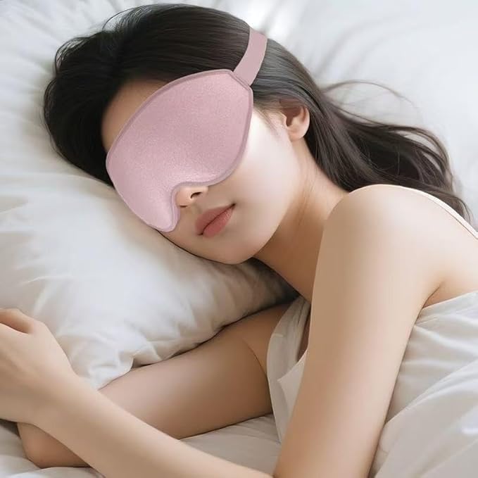 3D Sleep Eye mask -Luxury Sleep Eye Mask for Side Sleeper Men Women, Zero Eye Pressure 3D Sleeping Mask, Light Blocking Design Night Blindfold, Soft Eye Shade Cover for Travel (Pink)