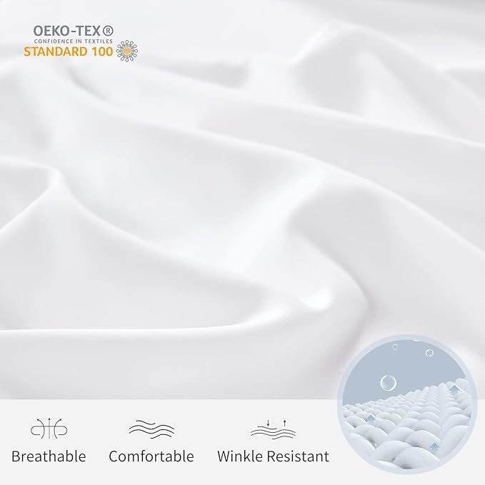YIYEA Pillow Cases Queen Size Set of 4, Ultra Soft 1800TC Hotel Quality Double Brushed Microfiber Embroidered Pillowcases, Envelope Closure, Fade Resistant (20"x30", White)