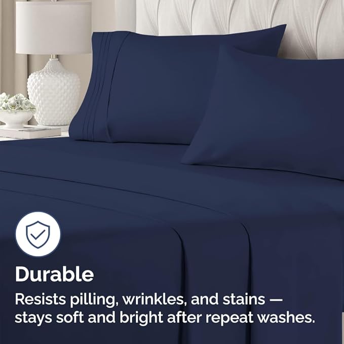 King Standard Pillow Cases Set of 4 - Soft Hotel Quality Pillowcase Covers - Comfy Bedding for Women, Men, Kids & Teens - Machine Washable Pillow Protectors - 4 Piece - King Standard Size Navy Blue