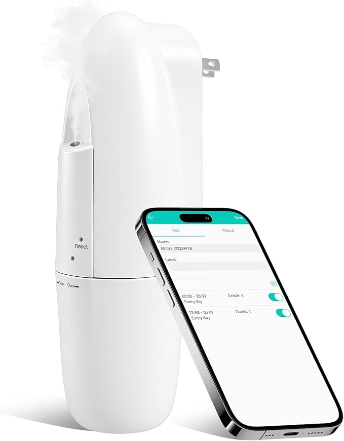 Plug-in Waterless Essential Oil Diffuser, 400-800 Sq.Ft Smart Nebulizing Scent Air Machine with App Control (Bluetooth), 100ml Capacity, Leak-Proof, for Home, Hotel, Office, Spa