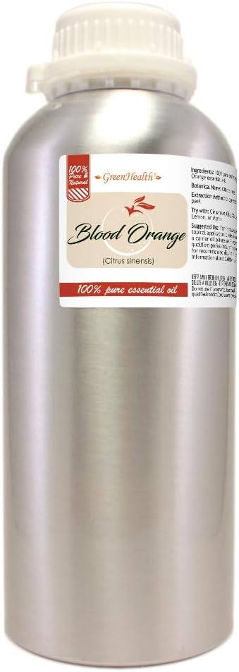 Blood Orange Essential Oil – 32 fl oz (946 ml) Aluminum Bottle w/Plug Cap – 100% Pure Essential Oil – GreenHealth