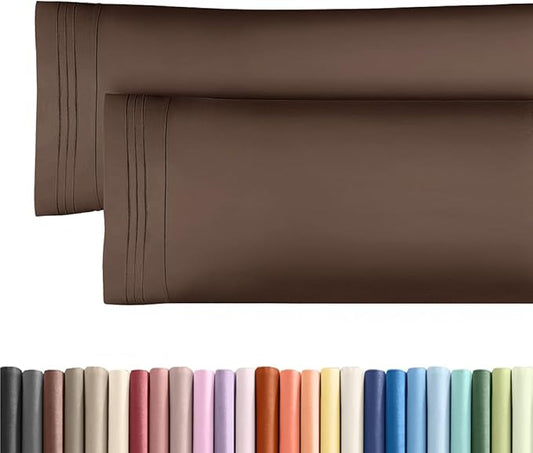 Body Pillowcases Set of 2-20x54 Long Body Pillow Case - Soft Body Pillow Cover for Sleeping & Side Sleepers - Comfy, Breathable, Wrinkle & Fade Free - Machine Washable w/Envelope Enclosure (Brown)