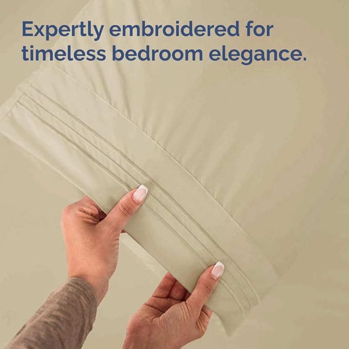 Standard Pillow Cases Set of 2 - Ultra-Soft Hotel Quality Pillowcase Covers - Comfy & Wrinkle Free - Stain and Fade Resistant - Machine Washable Pillow Protectors - 2 Piece Set - Standard Size Cream