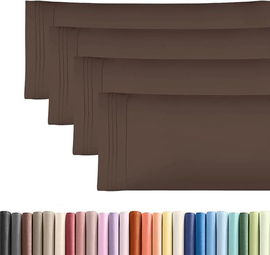 Body Pillowcases Set of 4-20x54 Long Body Pillow Case - Soft Body Pillow Cover for Sleeping & Side Sleepers - Comfy, Cozy Breathable & Fade Free - Machine Washable w/Envelope Enclosure - (Brown)