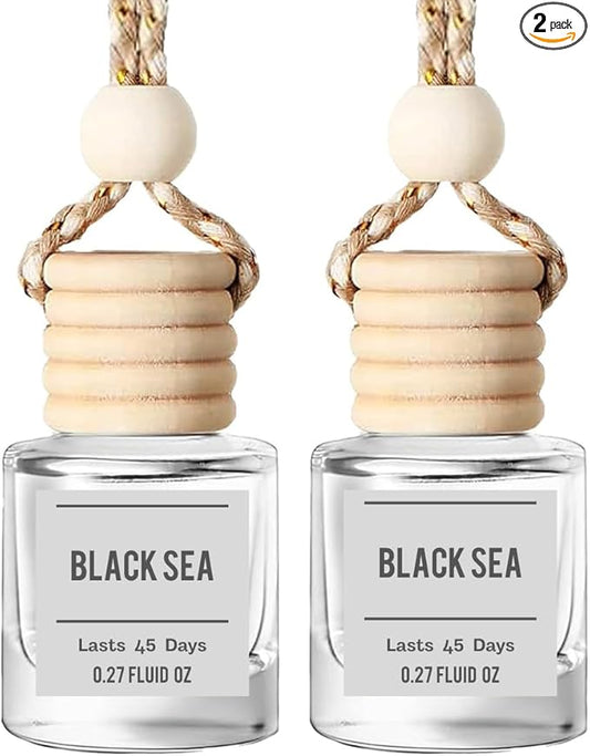 Black Sea Scent Hanging Car Air Freshener – Long Lasting Essential Oil Diffuser for Car, Closet, Bathroom – 2-Pack Natural Scent Deodorizer