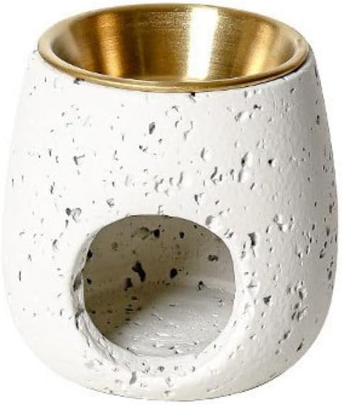 Minimalist Nordic Style Cement Aroma Diffuser, Essential Oil Burner with Stainless Steel Inner Liner, Home Living Room Desktop Ornament, Multiple Colors (C(White))