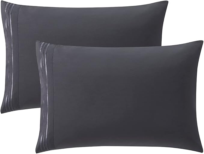Clara Clark Bed Sheets, Premier 1800 Series 4 Piece Bed Sheet Set, Deep Pocket, Wrinkle, Fade, Stain Resistant, Luxury Soft Bedding Sheets & Pillowcases, King, Charcoal Gray