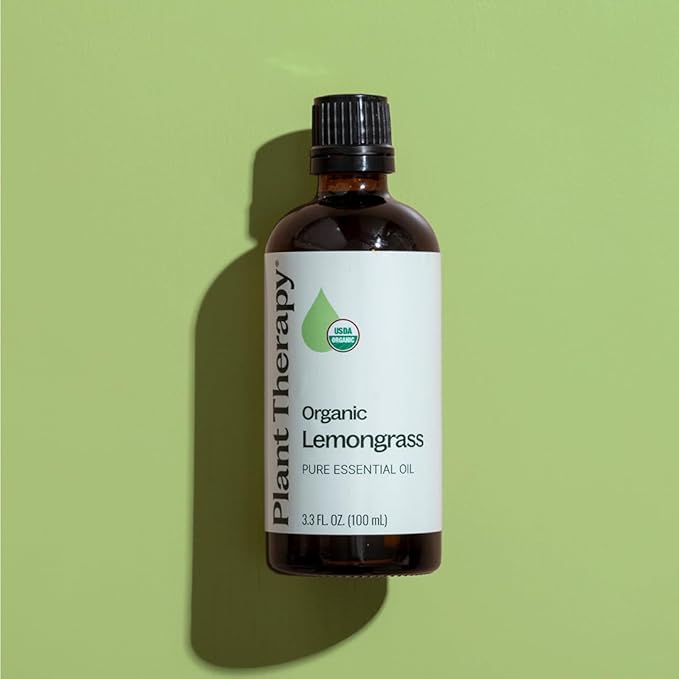 Plant Therapy Organic Lemongrass Essential Oil 100 mL (3.3 oz), 100% Pure, USDA Certified Organic, Undiluted, Aromatherapy, Deodorizing, and Immune Support