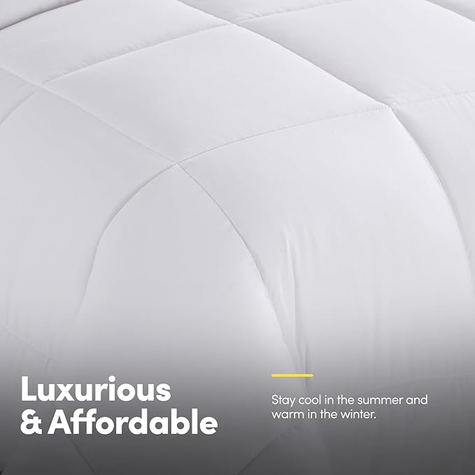 RV Short Queen Comforter Set for RV Camper - Comforter Set with Fitted & Flat Sheet, 4 Pillowcases - Tailored for RV Short Queen Beds - Cozy Essentials for Your RV Bedroom, White