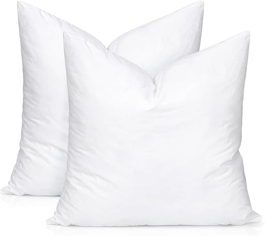 Artscope Synthetic Down Lumbar Pillow Insert, 12x12 Down Alternative Throw Pillow Insert. Ultra Soft Fluffy Sleeping Pillow with 100% Cotton Cover, Decorative Pillows Set of 2-White