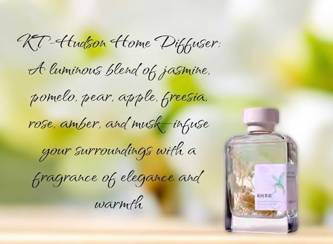 Luxury Reed Diffuser 6.8 fl (200ml) – Jasmine After Rain – Long-Lasting Scent with Dried Flowers | Elegant Gift for Home, Office, Bedroom | KT-Hudson Home Aroma Decor