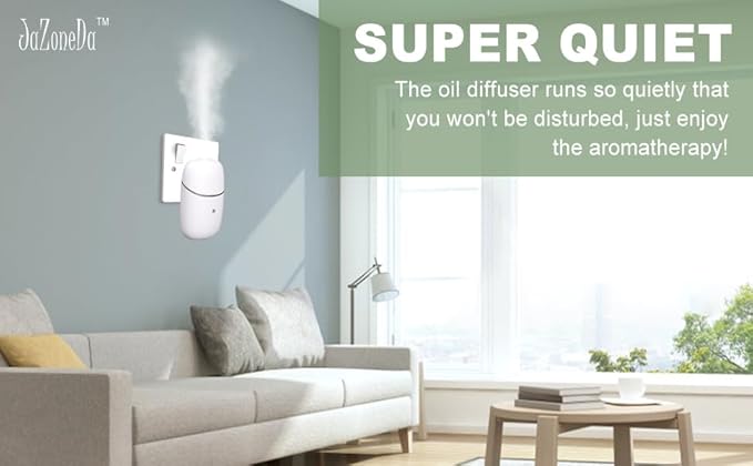Plug-in Waterless Diffuser for Essential Oil, Silent Wall Aromatherapy Diffuser for Home and Bedroom, 322 sq ft, 0.34 oz Bottle, 12-Hour Timer