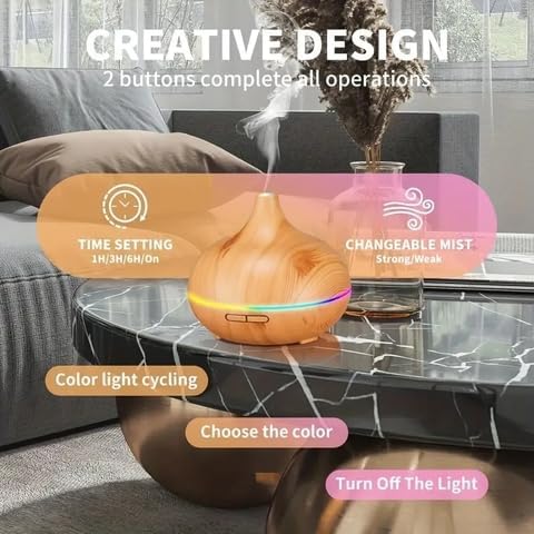 Essential Oil Scent Diffuser, 500ML Aroma Diffuser W/Remote Control, Large Fragrance Aromatherapy Diffuser, Mist Humidifier With LED Lights & Auto-Off for Bedroom & Home, W/6 Bottles of Essential Oils