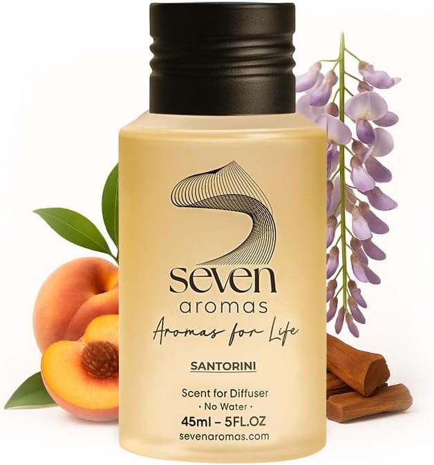 SevenAromas Hotel Scent Diffuser Oil, Luxury Hotel-Inspired Essential Oil for Aromatherapy & HVAC Diffusers – Premium Dropper Bottle - 45 ml 1.52 FL oz (Santorini)