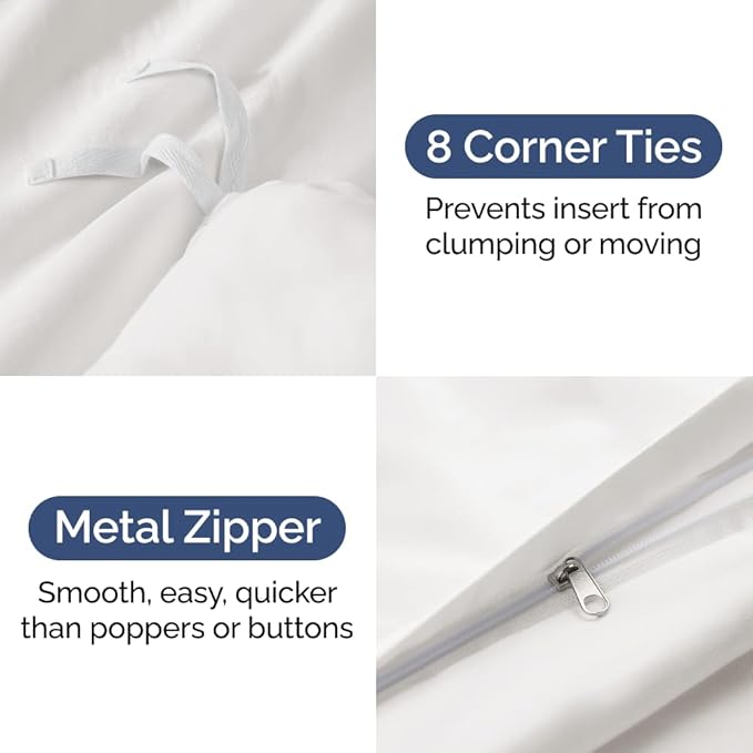 Duvet Cover Super Queen Size Set - Extra Soft Super Queen Duvet Cover with 2 Pillow Shams - Hotel Luxury, Easy Care & Fade Free w/ Zipper Closures & Ties - Comfy, Cozy & Breathable (Antique White)
